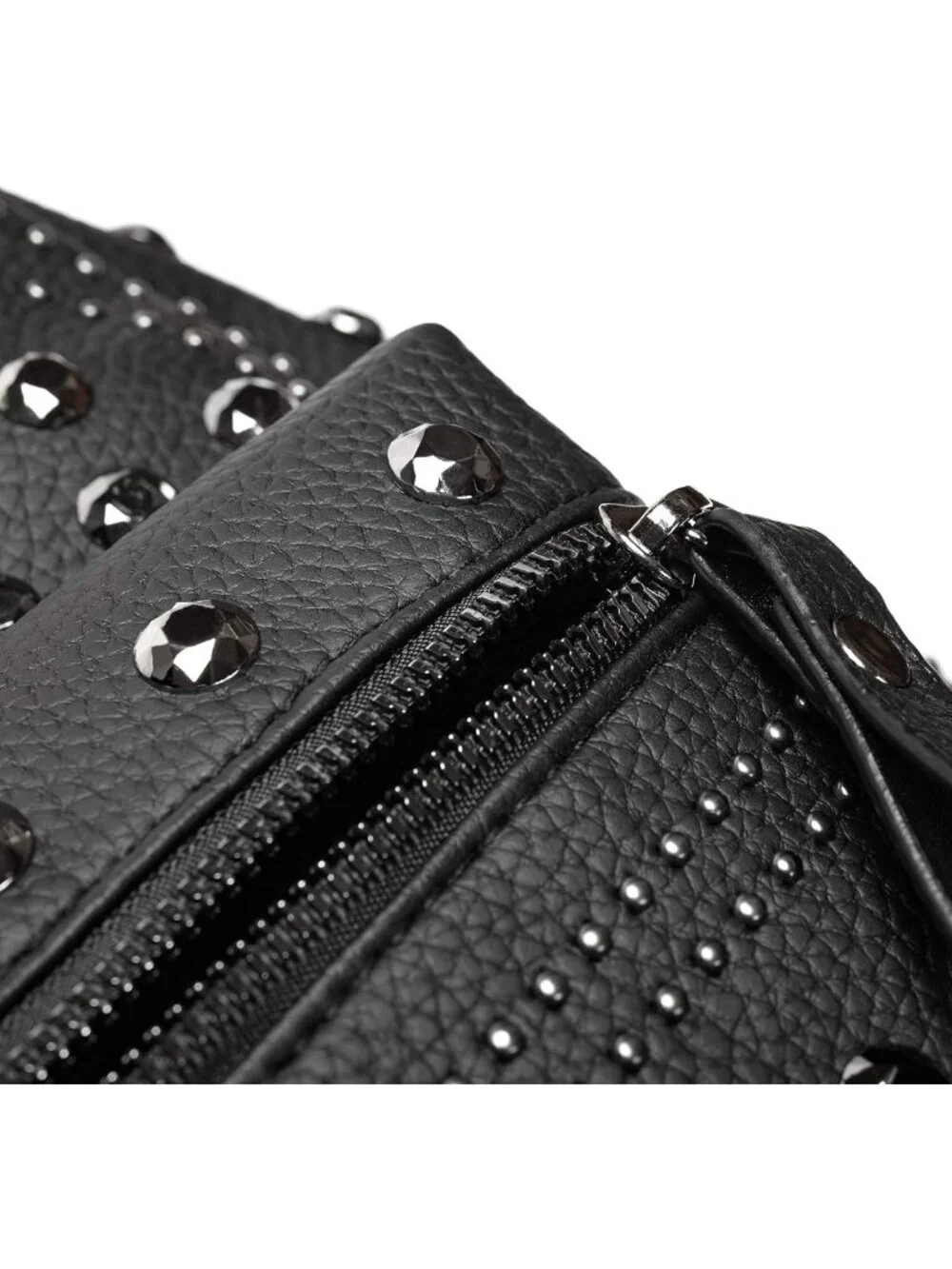 Stylish Black Faux Leather Studded Motorcycle Biker Backpack Purse - Gothic